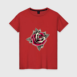 Футболка хлопковая женская Бутон розы, цвет: красный