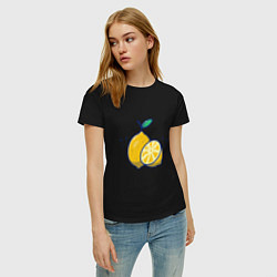 Футболка хлопковая женская Вкусные Лимончики, цвет: черный — фото 2
