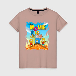 Женская футболка The Simpsons movie - семейка прячется от пожара на