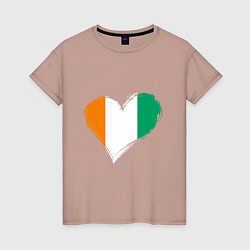 Футболка хлопковая женская Сердце - Ирландия, цвет: пыльно-розовый