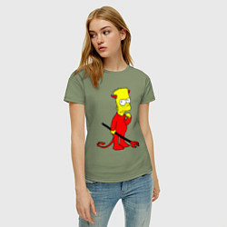 Футболка хлопковая женская Bart Simpson - devil, цвет: авокадо — фото 2