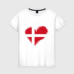 Футболка хлопковая женская Сердце - Дания, цвет: белый