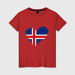 Футболка хлопковая женская Сердце - Исландия, цвет: красный
