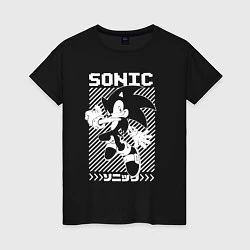 Футболка хлопковая женская Sonic - game, цвет: черный