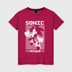 Футболка хлопковая женская Sonic - game, цвет: маджента