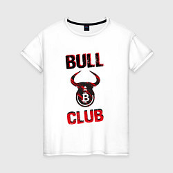 Футболка хлопковая женская Bull Bitcoin Club, цвет: белый