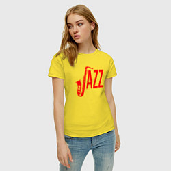 Футболка хлопковая женская Jazz - труба, цвет: желтый — фото 2