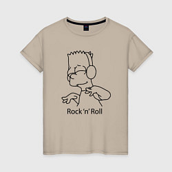 Футболка хлопковая женская Bart Simpson - Rock n Roll, цвет: миндальный