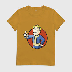 Футболка хлопковая женская Vault boy like, цвет: горчичный
