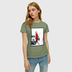 Футболка хлопковая женская Автоледи рисунок, цвет: авокадо — фото 2
