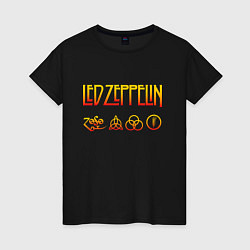 Футболка хлопковая женская Led Zeppelin - logotype, цвет: черный