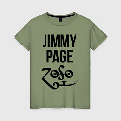Футболка хлопковая женская Jimmy Page - Led Zeppelin - legend, цвет: авокадо