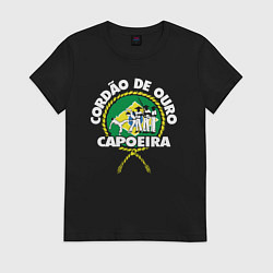 Футболка хлопковая женская Capoeira - Cordao de ouro flag of Brazil, цвет: черный