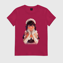 Футболка хлопковая женская Моя новая горничная очень подозрительна, цвет: маджента