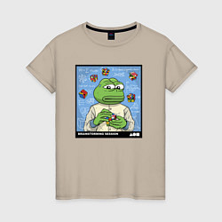 Футболка хлопковая женская Pepe brainshtorm, цвет: миндальный