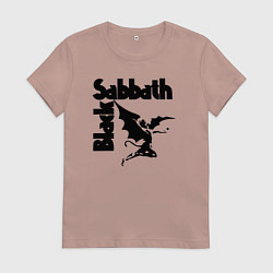 Футболка хлопковая женская Блэк Саббат метал, цвет: пыльно-розовый