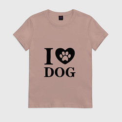 Футболка хлопковая женская Я люблю DOG, цвет: пыльно-розовый