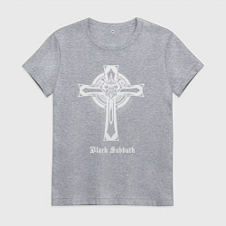 Футболка хлопковая женская Black sabbath крест, цвет: меланж