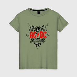 Футболка хлопковая женская ACDC Black Ice с молниями, цвет: авокадо