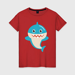 Футболка хлопковая женская Милая акулa, цвет: красный