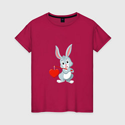 Футболка хлопковая женская Влюблённый кролик, цвет: маджента