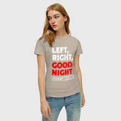 Футболка хлопковая женская Left righte good night, цвет: миндальный — фото 2