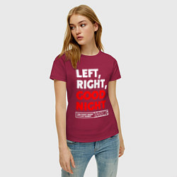 Футболка хлопковая женская Left righte good night, цвет: маджента — фото 2