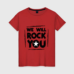 Футболка хлопковая женская We rock you, цвет: красный