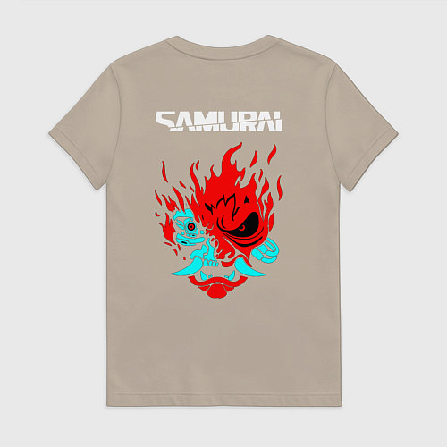 Женская футболка Лого Самурай из Киберпанка 2077 / Миндальный – фото 2