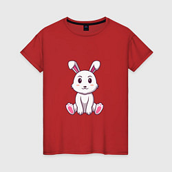 Футболка хлопковая женская Кролик, цвет: красный