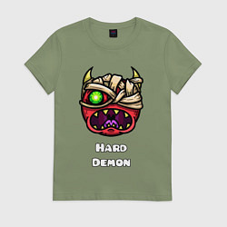 Футболка хлопковая женская Geometry Dash hard demon, цвет: авокадо