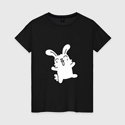 Футболка хлопковая женская Happy Bunny, цвет: черный