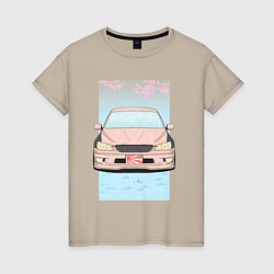 Футболка хлопковая женская Toyota Altezza stance alternative, цвет: миндальный