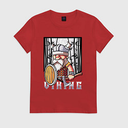 Футболка хлопковая женская Викинг с топором, цвет: красный