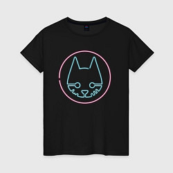 Футболка хлопковая женская Stray logo neon, цвет: черный
