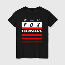 Футболка хлопковая женская Honda racing, цвет: черный