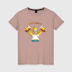 Футболка хлопковая женская Homer & Beer, цвет: пыльно-розовый