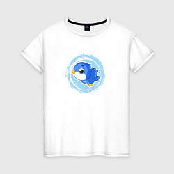 Женская футболка Мультяшная голубая птичка