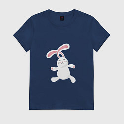 Футболка хлопковая женская Happy - Bunny, цвет: тёмно-синий