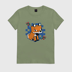 Футболка хлопковая женская Лиса из Майнкрафта, цвет: авокадо