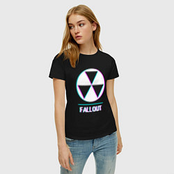 Футболка хлопковая женская Fallout в стиле glitch и баги графики, цвет: черный — фото 2