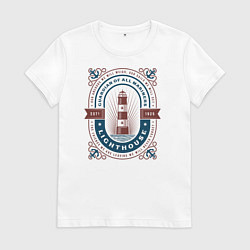 Футболка хлопковая женская Морской маяк, цвет: белый