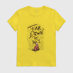 Футболка хлопковая женская Снеси стену, цвет: желтый