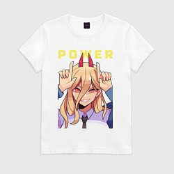 Футболка хлопковая женская Пауэр с рожками, цвет: белый