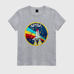 Футболка хлопковая женская NASA - emblem - USA, цвет: меланж