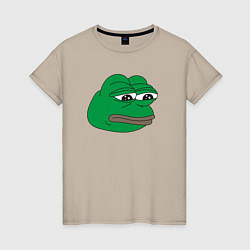 Футболка хлопковая женская Лягушонок Пепе-Frog Pepe, цвет: миндальный