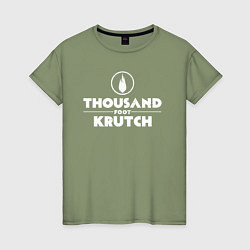 Футболка хлопковая женская Thousand Foot Krutch белое лого, цвет: авокадо