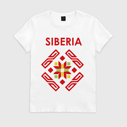 Футболка хлопковая женская Русский орнамент, цвет: белый