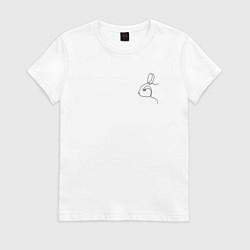 Футболка хлопковая женская Заяц линией, цвет: белый