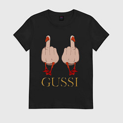 Футболка хлопковая женская Два весёлых гуся - GUSSI - Fashion 2055, цвет: черный